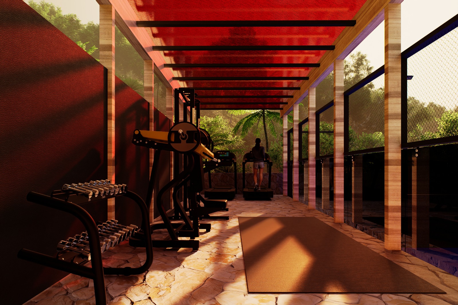 Entrada de residencia con iluminación nocturna